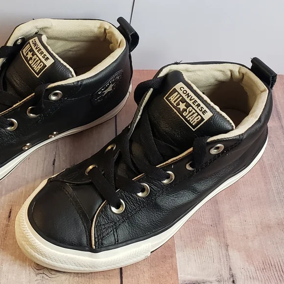 Leather Black Converse Junior Sneakers - Picture 5 of 16